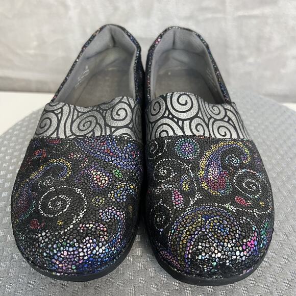 Alegria Glee Comfort Shoes Womens 39 US 9 Black Leather Swirl Slip On Comfort - Picture 4 of 13